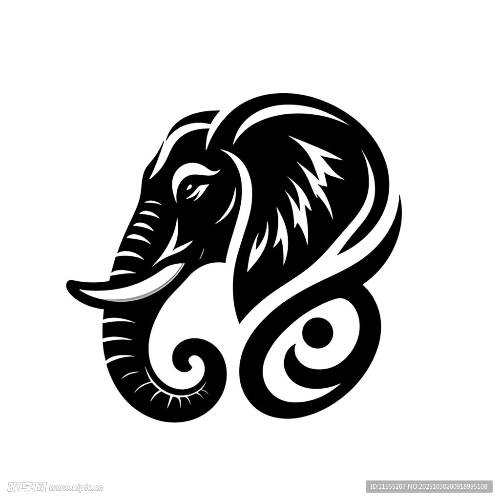 大象简约艺术标志设计