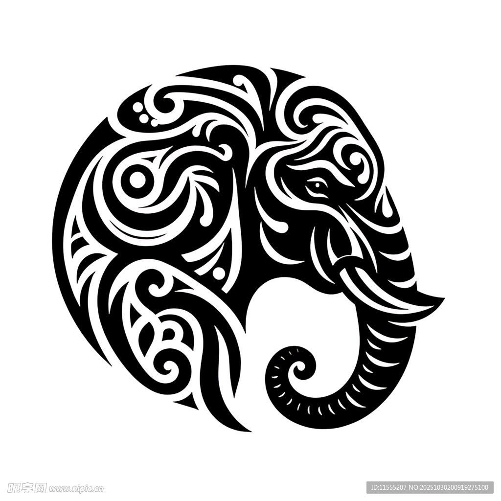 大象图腾纹身图案设计