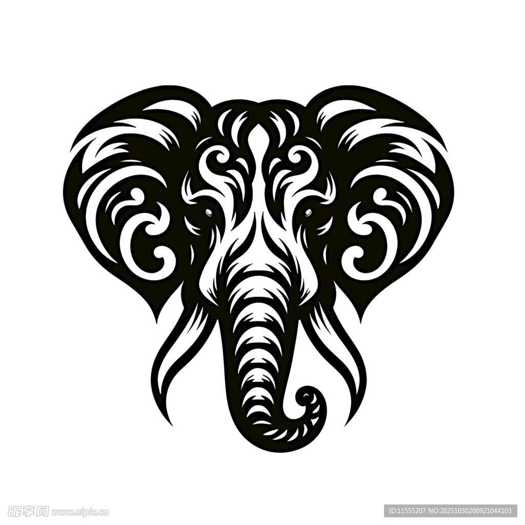 大象图腾纹身图案设计