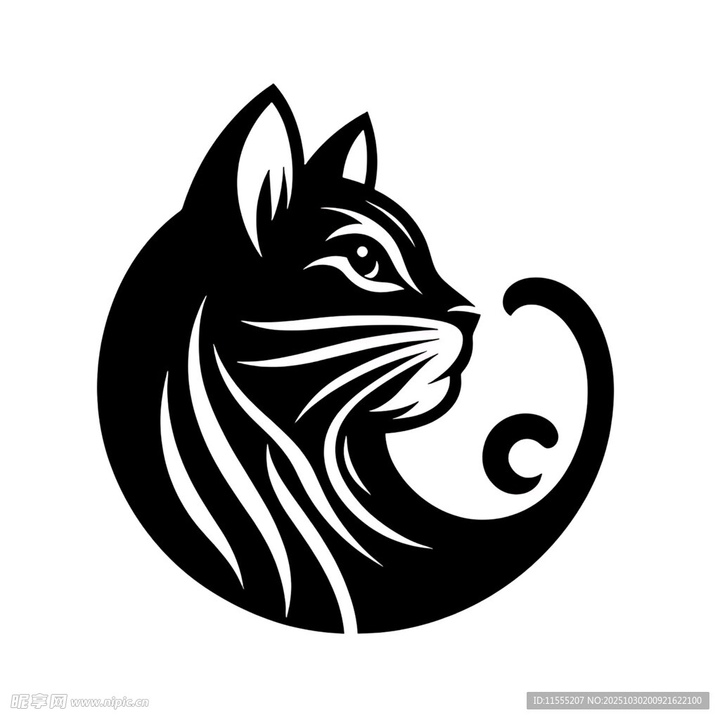 黑猫轮廓图案设计