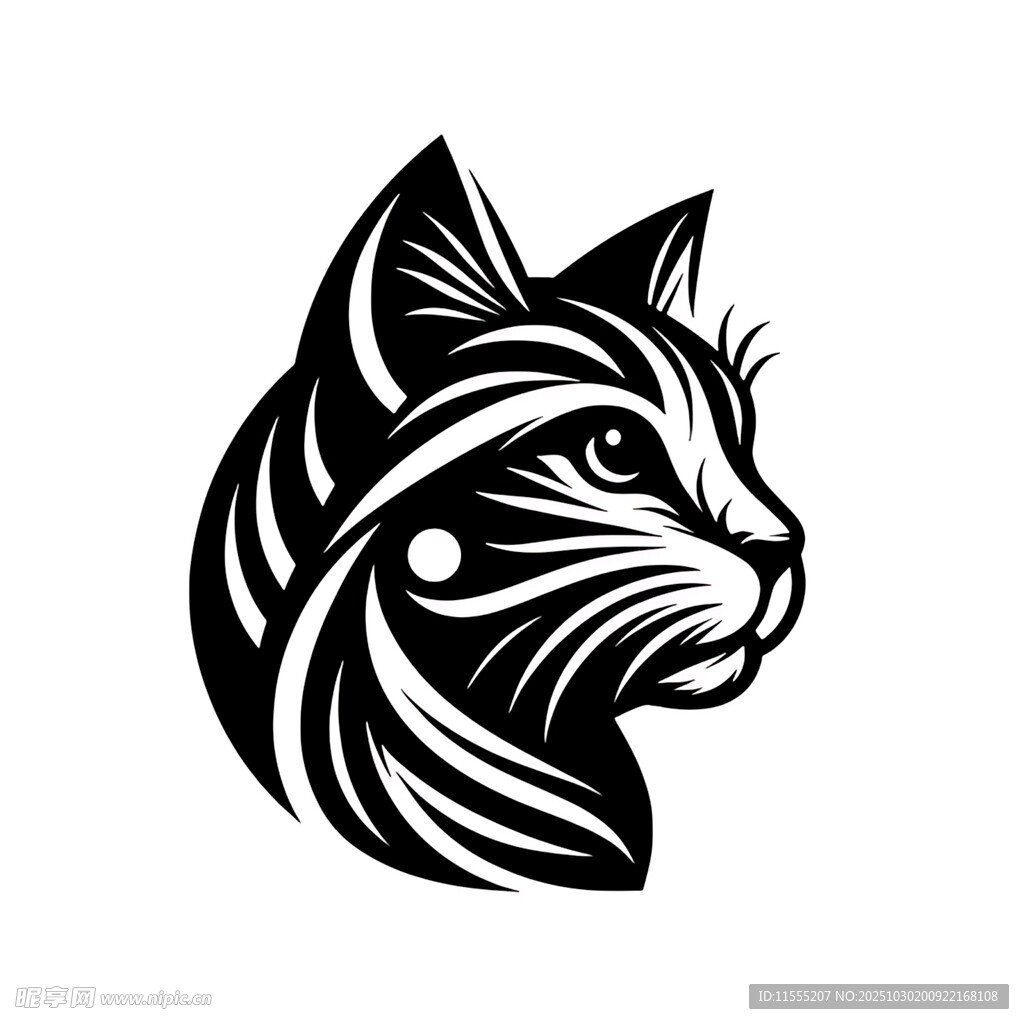 简约黑猫轮廓图案