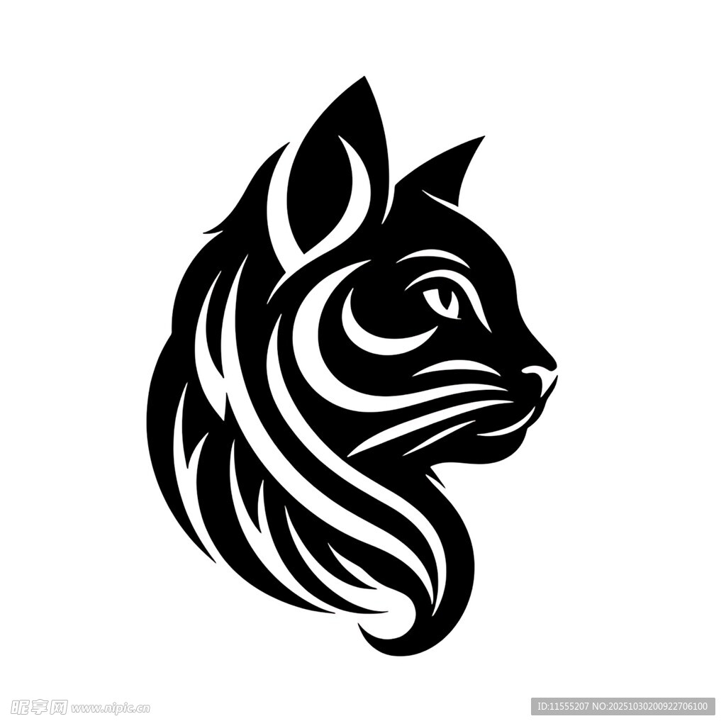 黑猫轮廓艺术图案