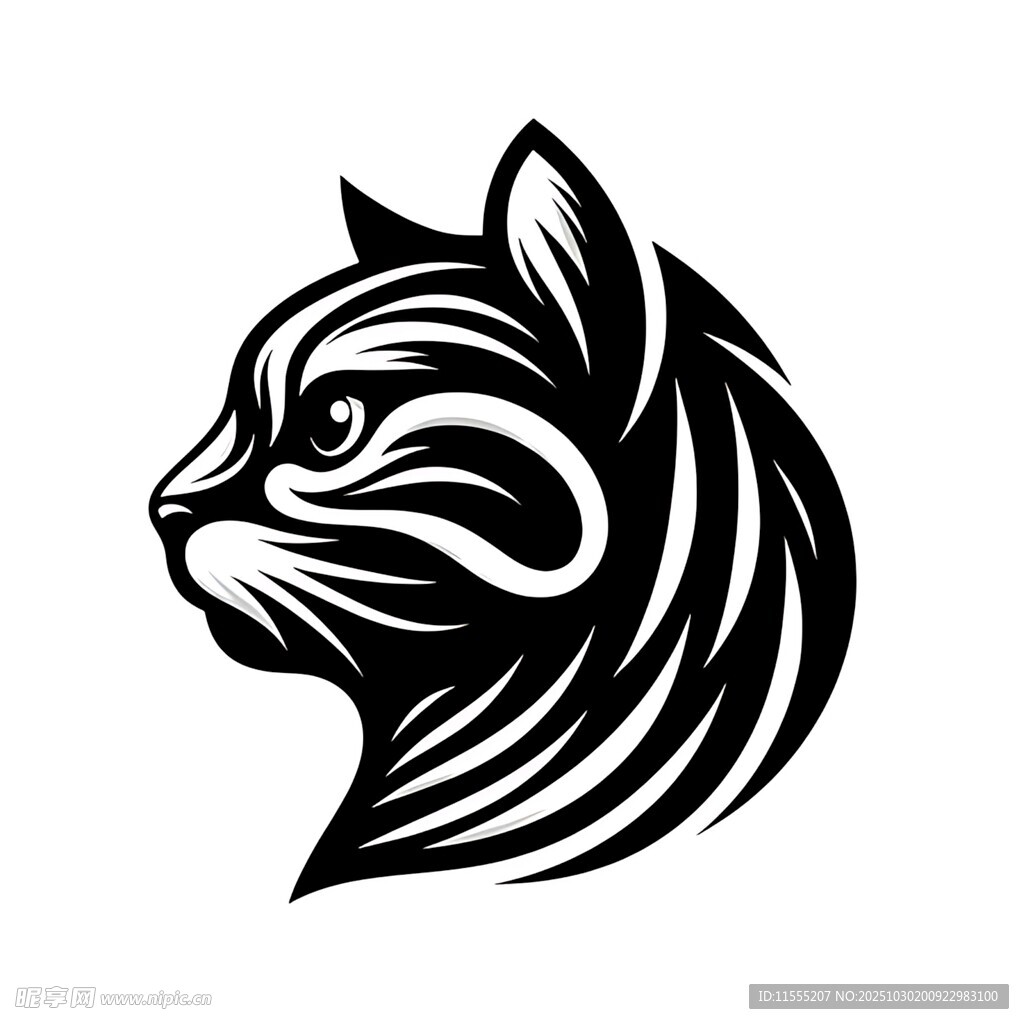 简约线条猫头像设计