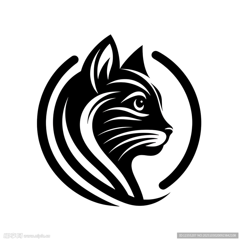 黑猫轮廓标志设计