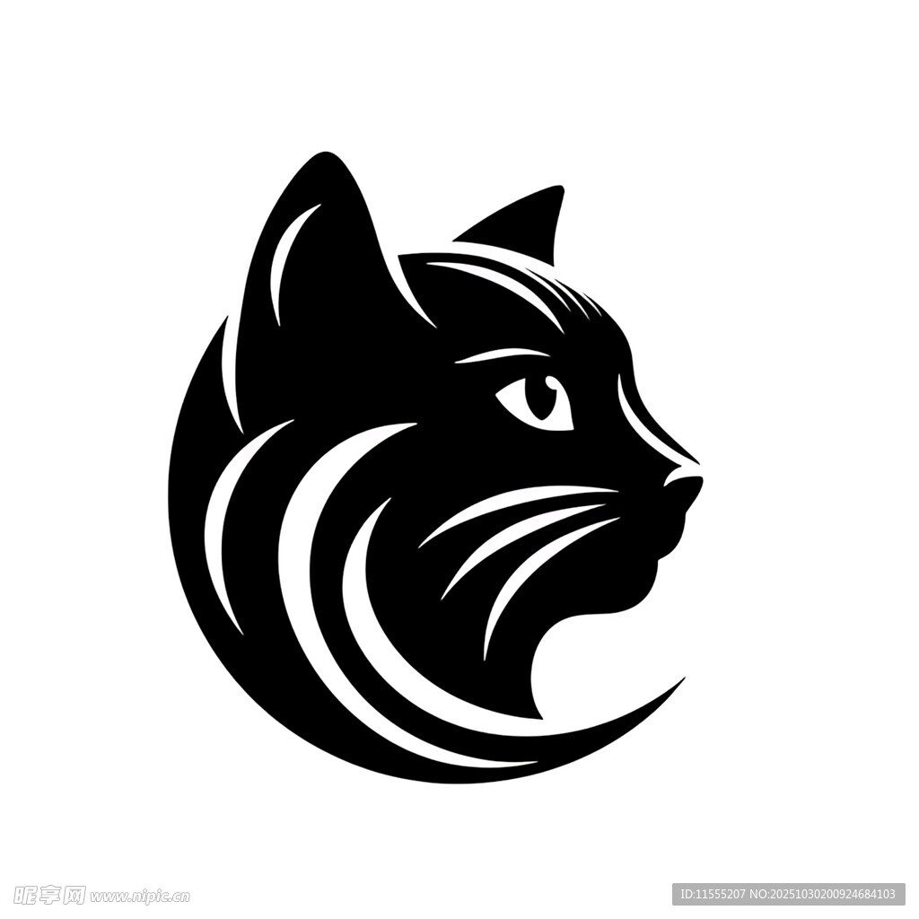 黑猫轮廓标志设计