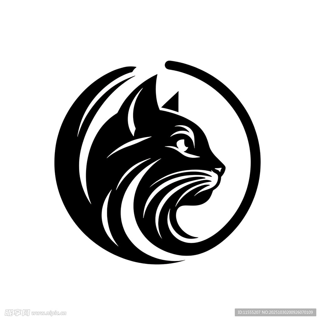 黑猫轮廓标志设计