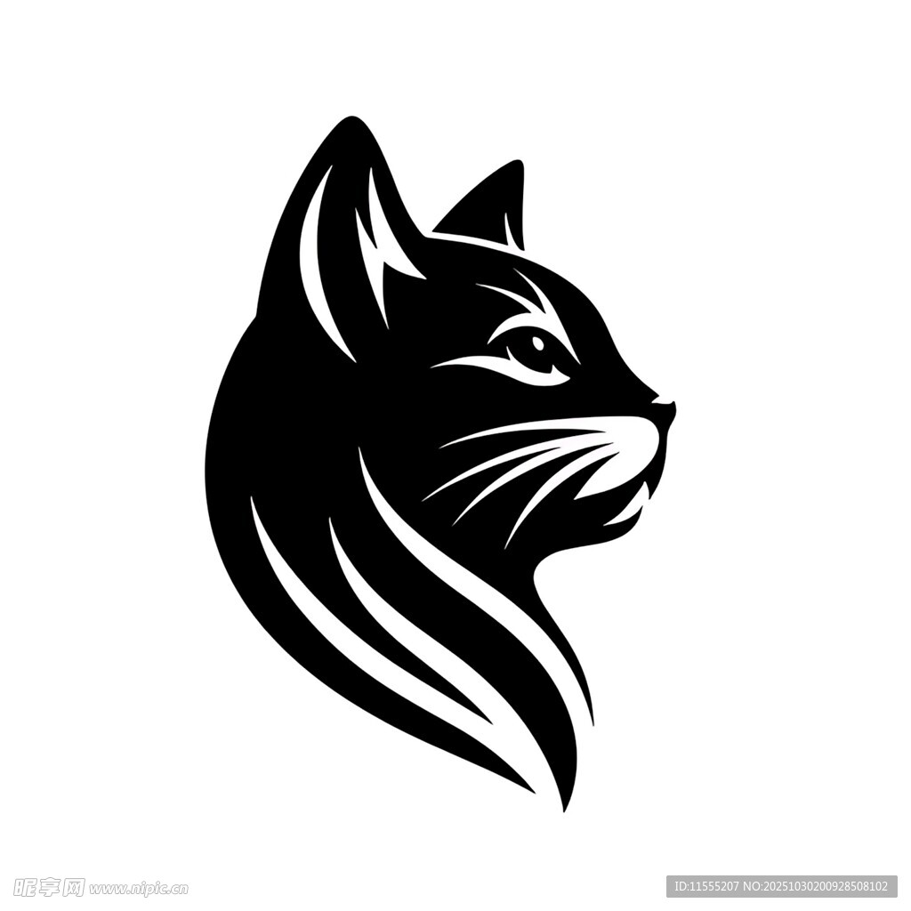 黑猫头像标志设计