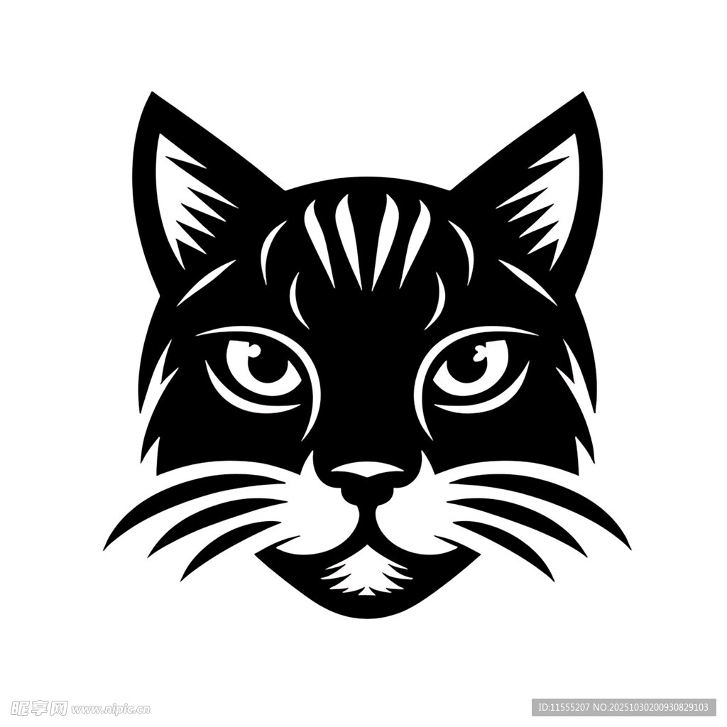 黑猫头像图案设计