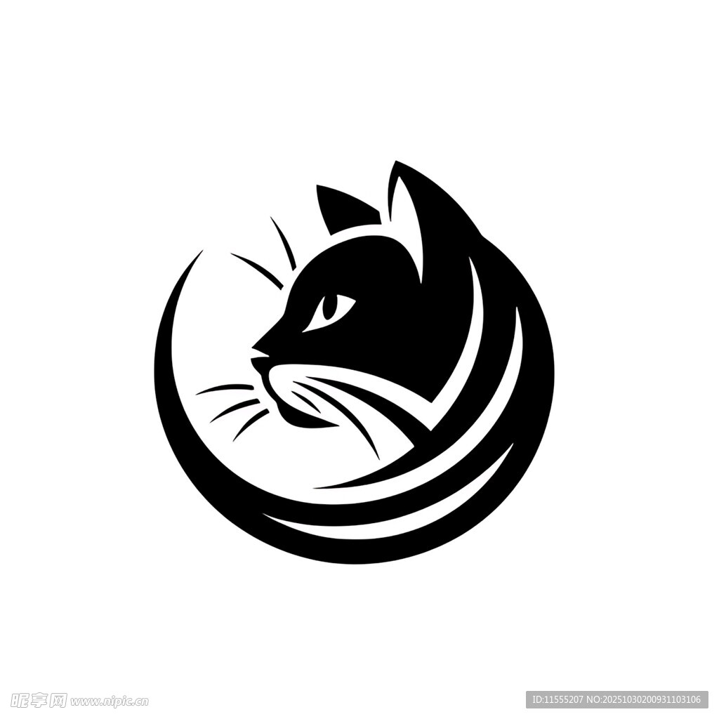 黑猫轮廓标志设计