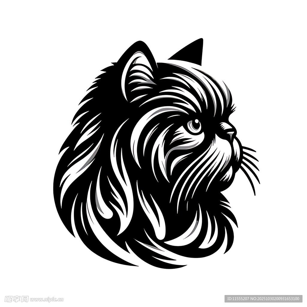 黑猫头像简约矢量图案