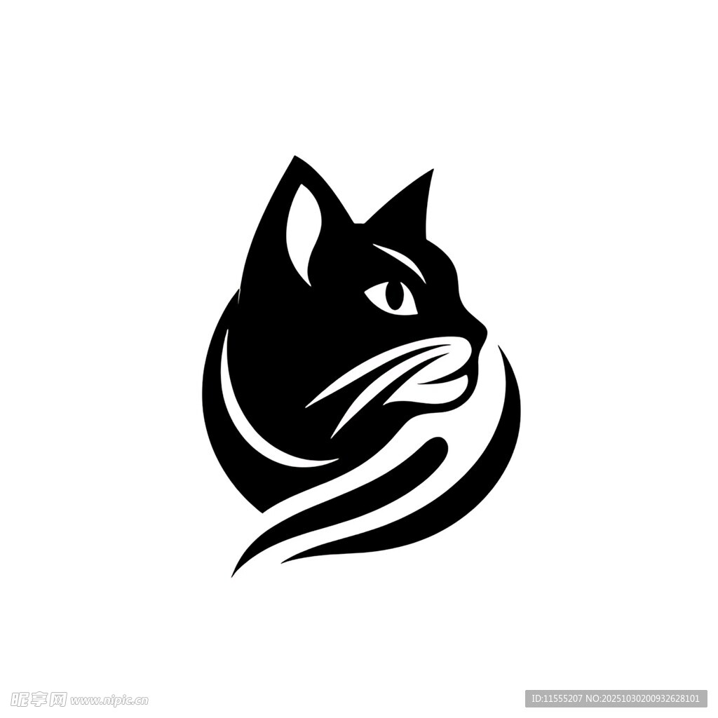 简约黑猫标志设计