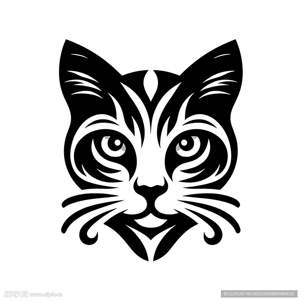 简约黑猫头像图案
