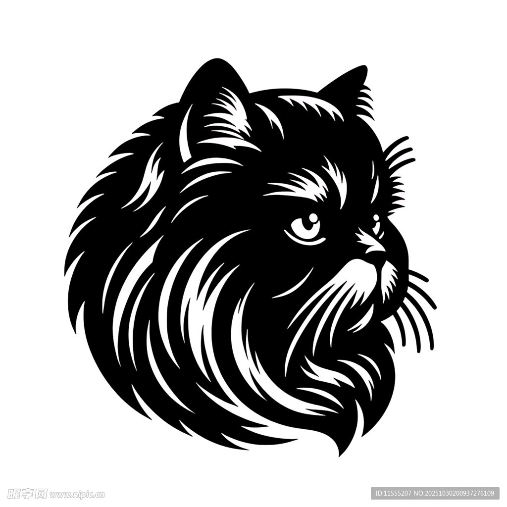 优雅波斯猫头像图案