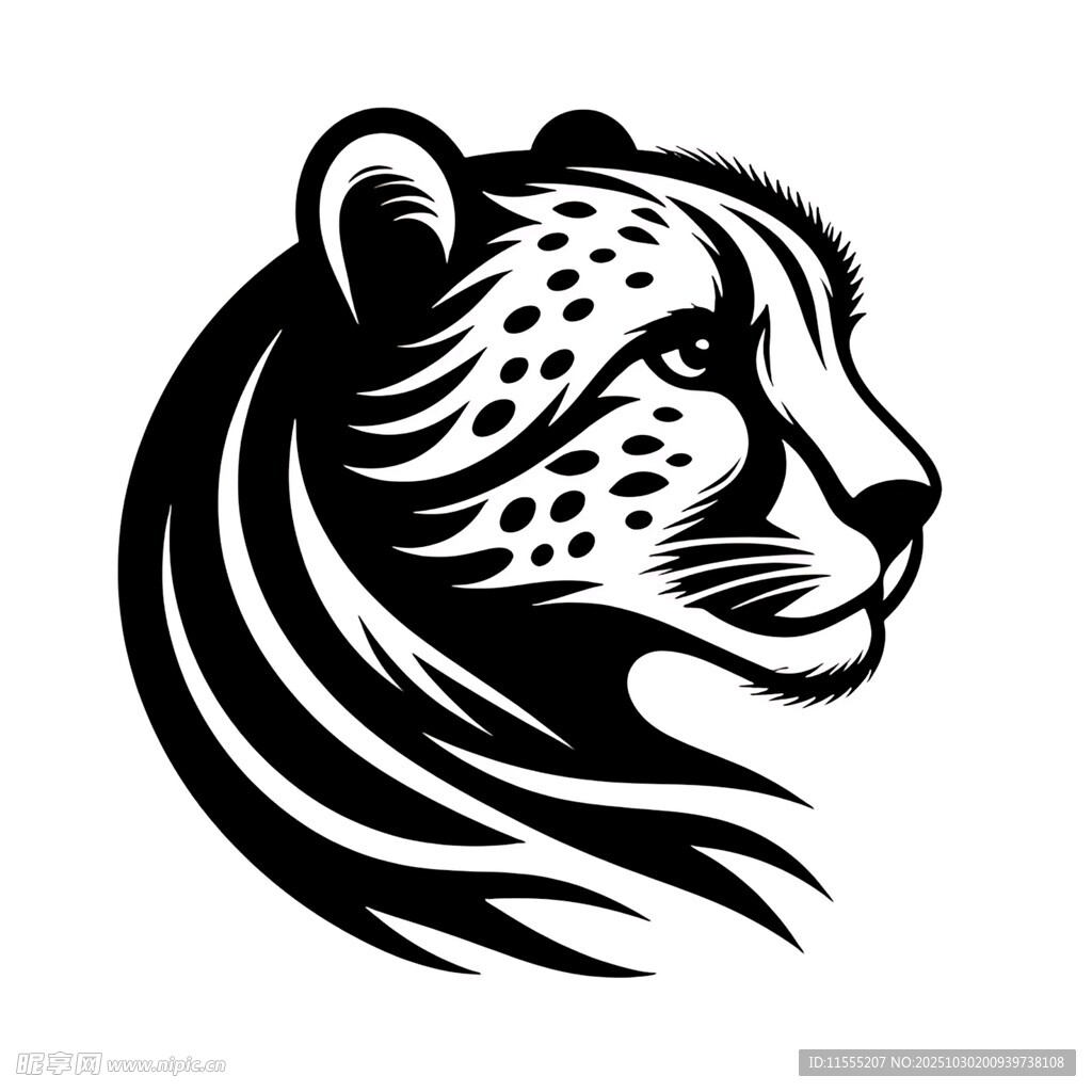猎豹头像黑白简约设计