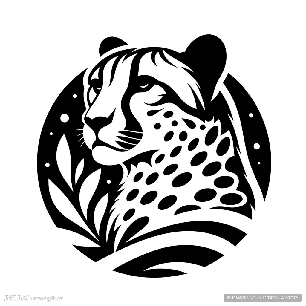 猎豹图案简约黑白艺术风