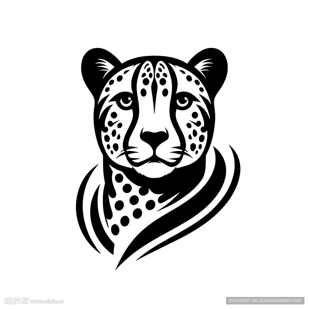 猎豹简约黑白线条头像