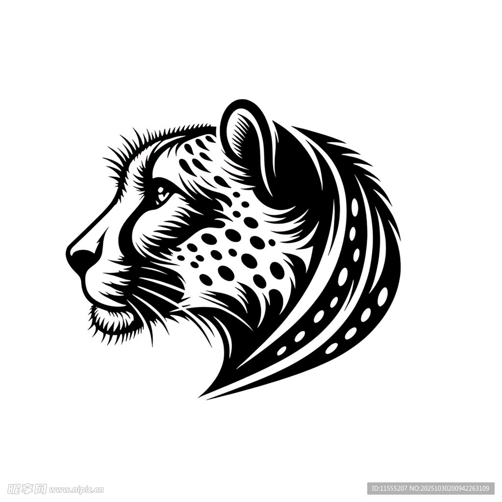 猎豹头像简约黑白设计