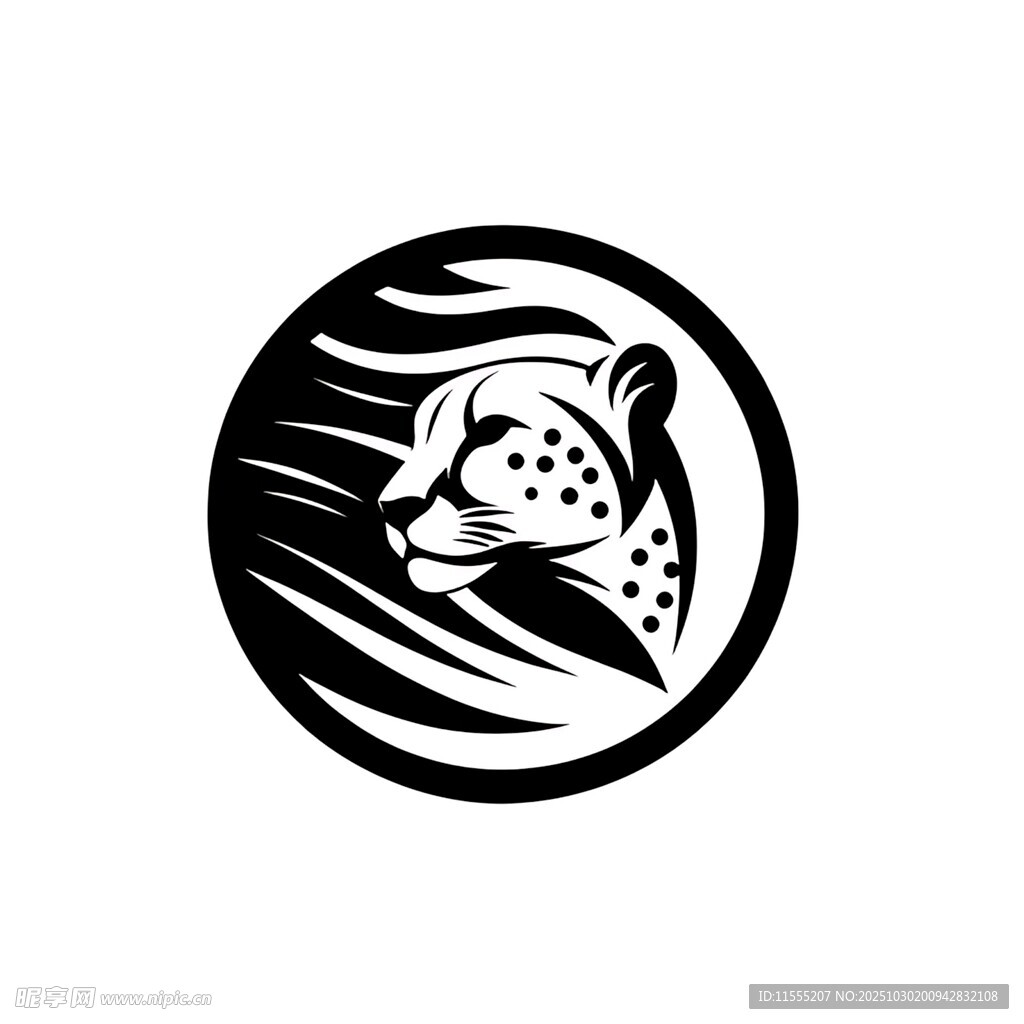 猎豹圆形黑白风格标志