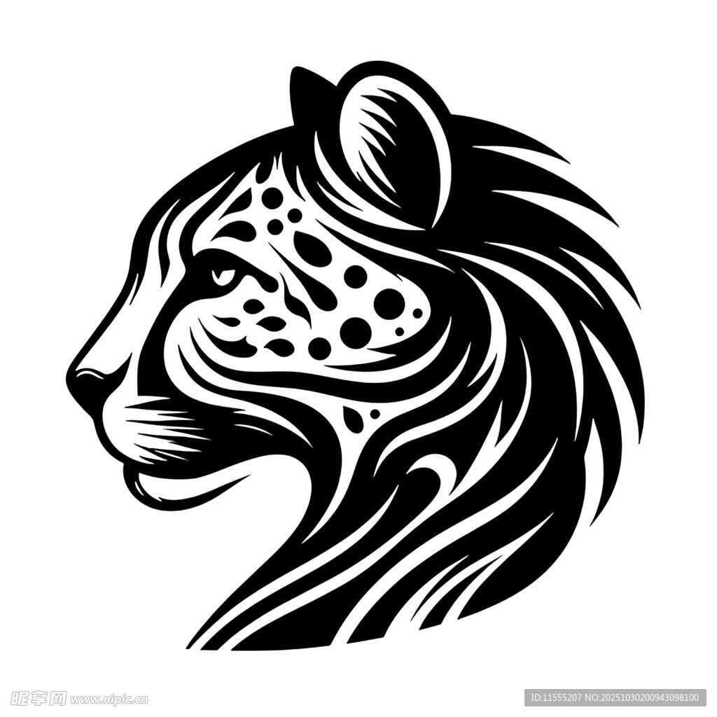 豹头轮廓艺术图案