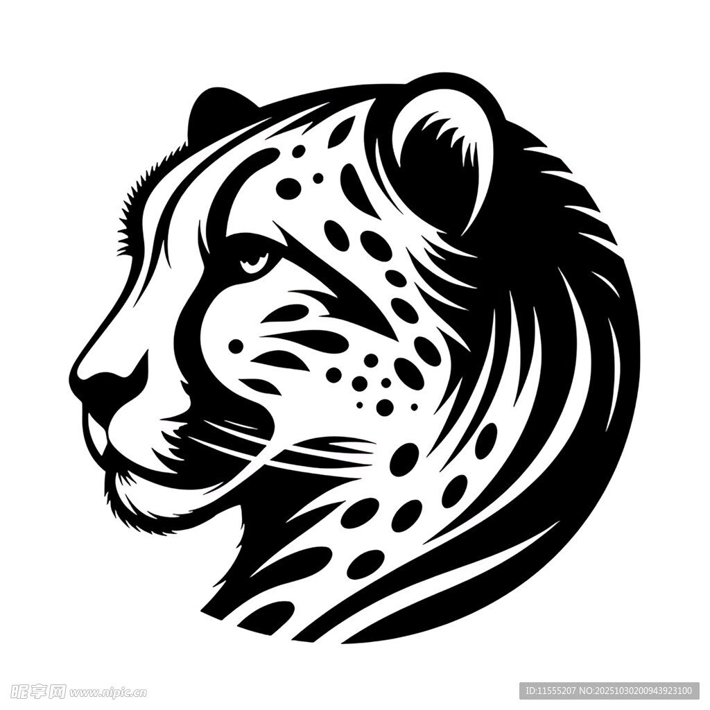 猎豹头像黑白简约图案