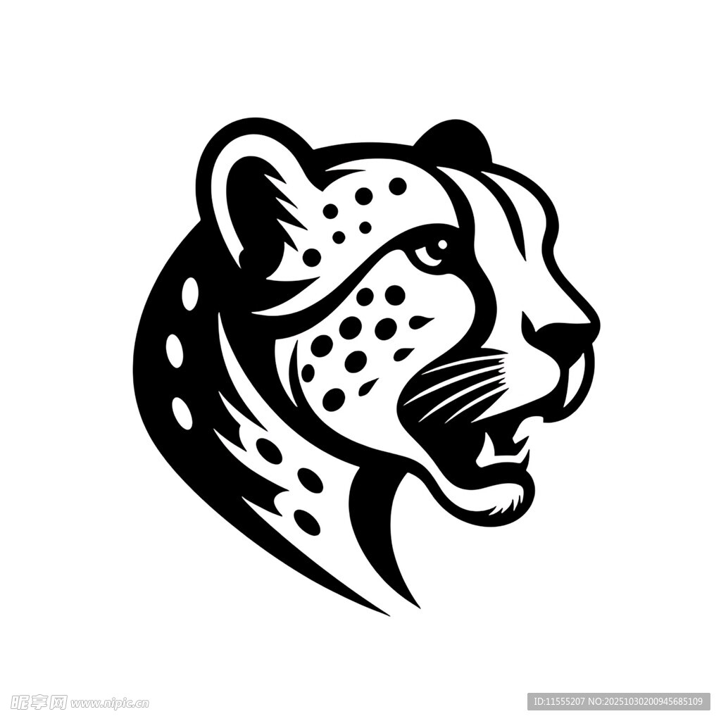 猎豹头部黑白简约标志