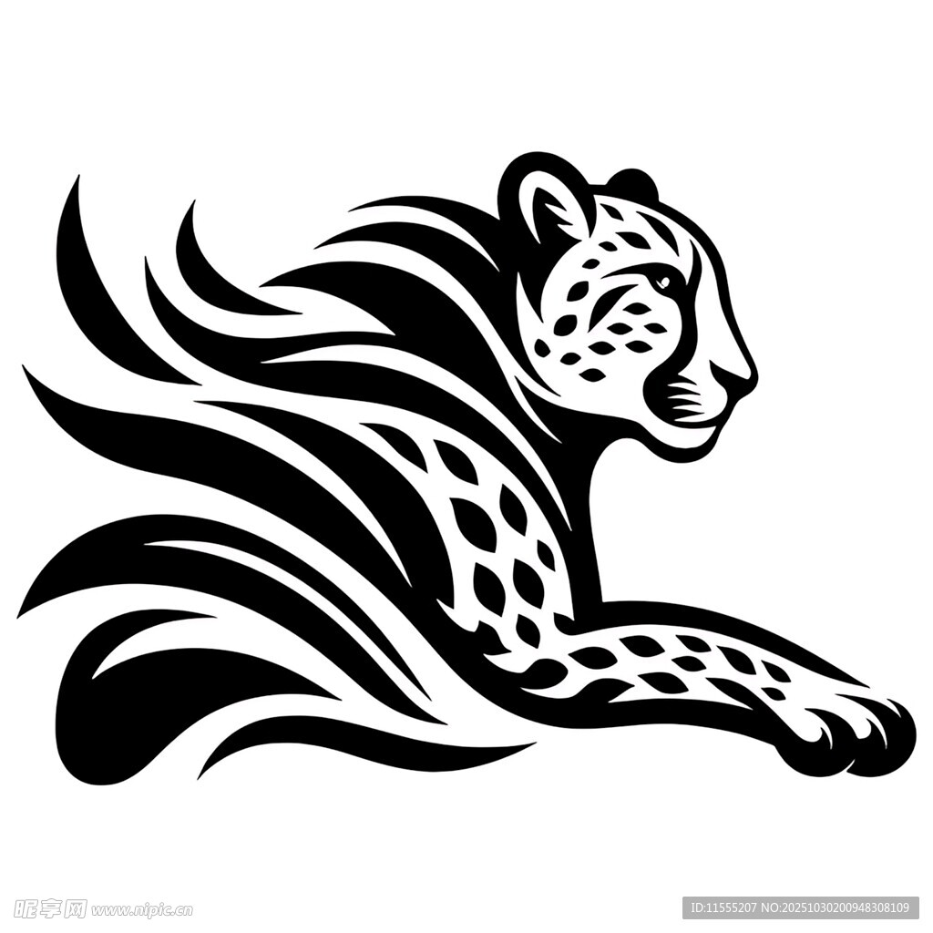 猎豹图动感线条设计