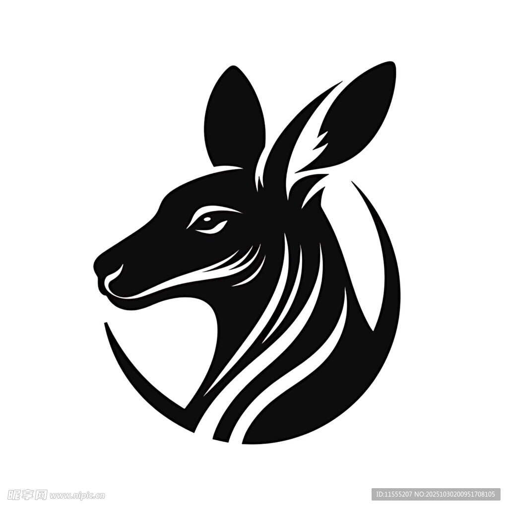 简约袋鼠轮廓标志设计