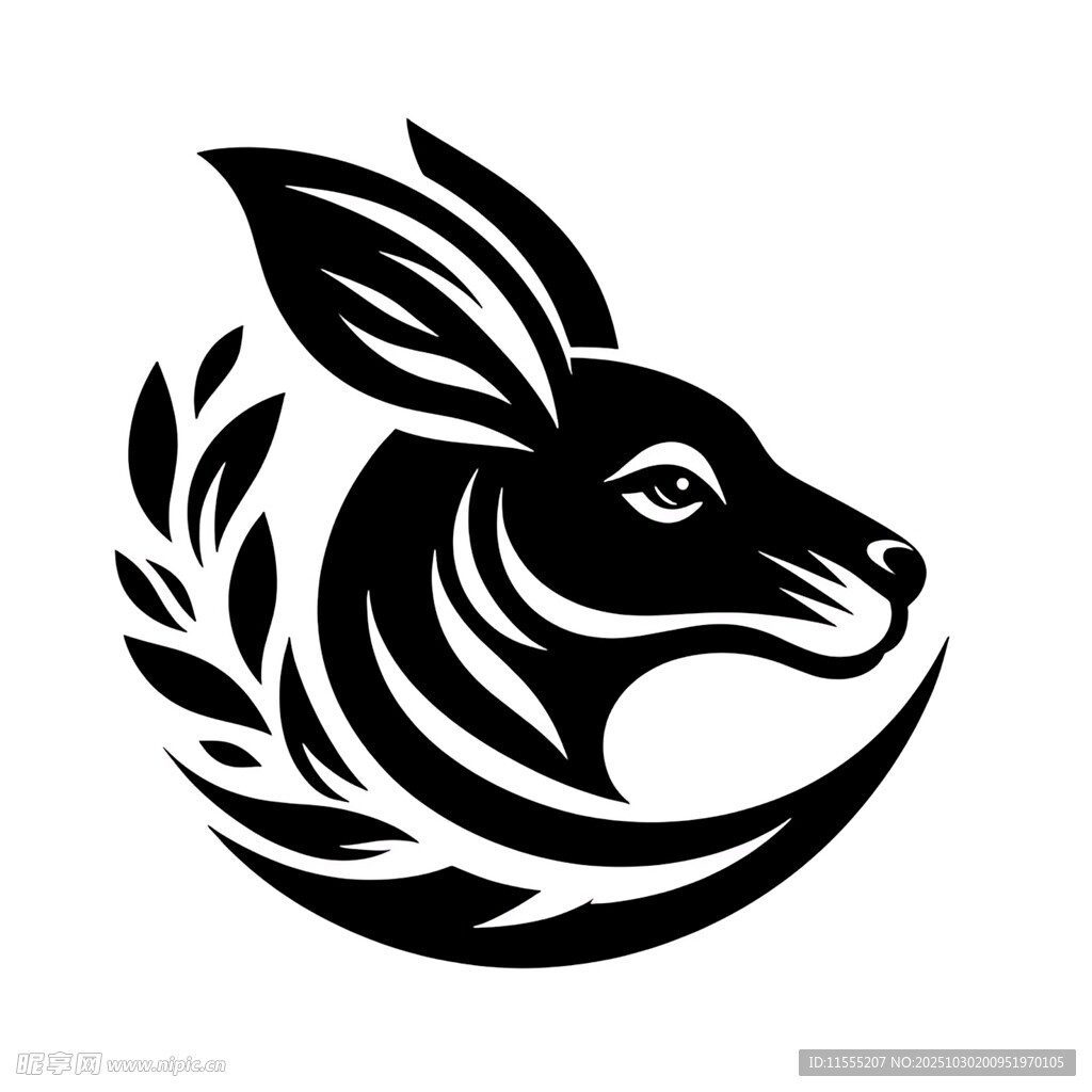 简约风格兔子头部装饰图案