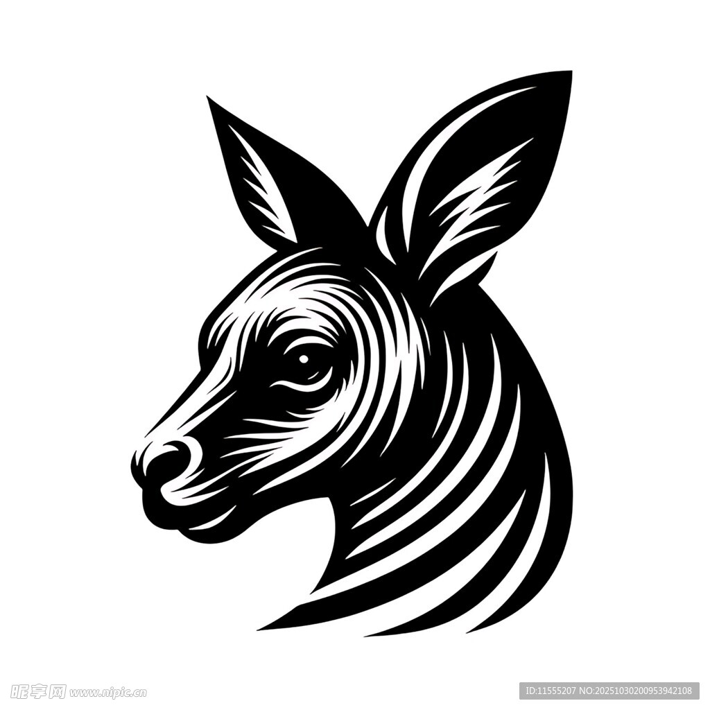 斑马头像黑白简约图案
