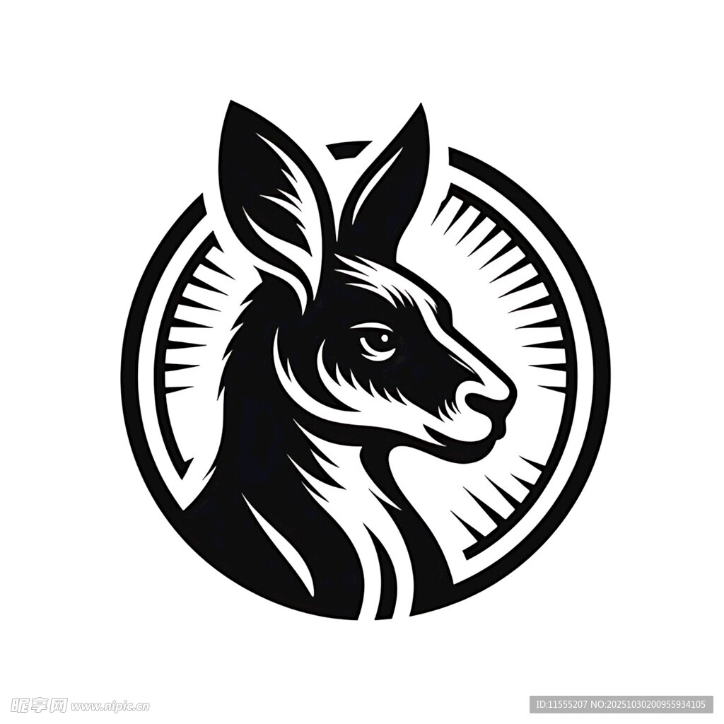 袋鼠简约标志设计