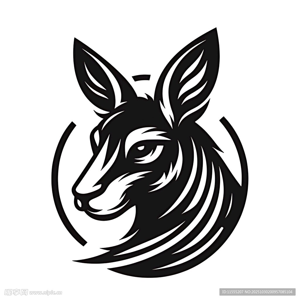 袋鼠头部简约黑白标志