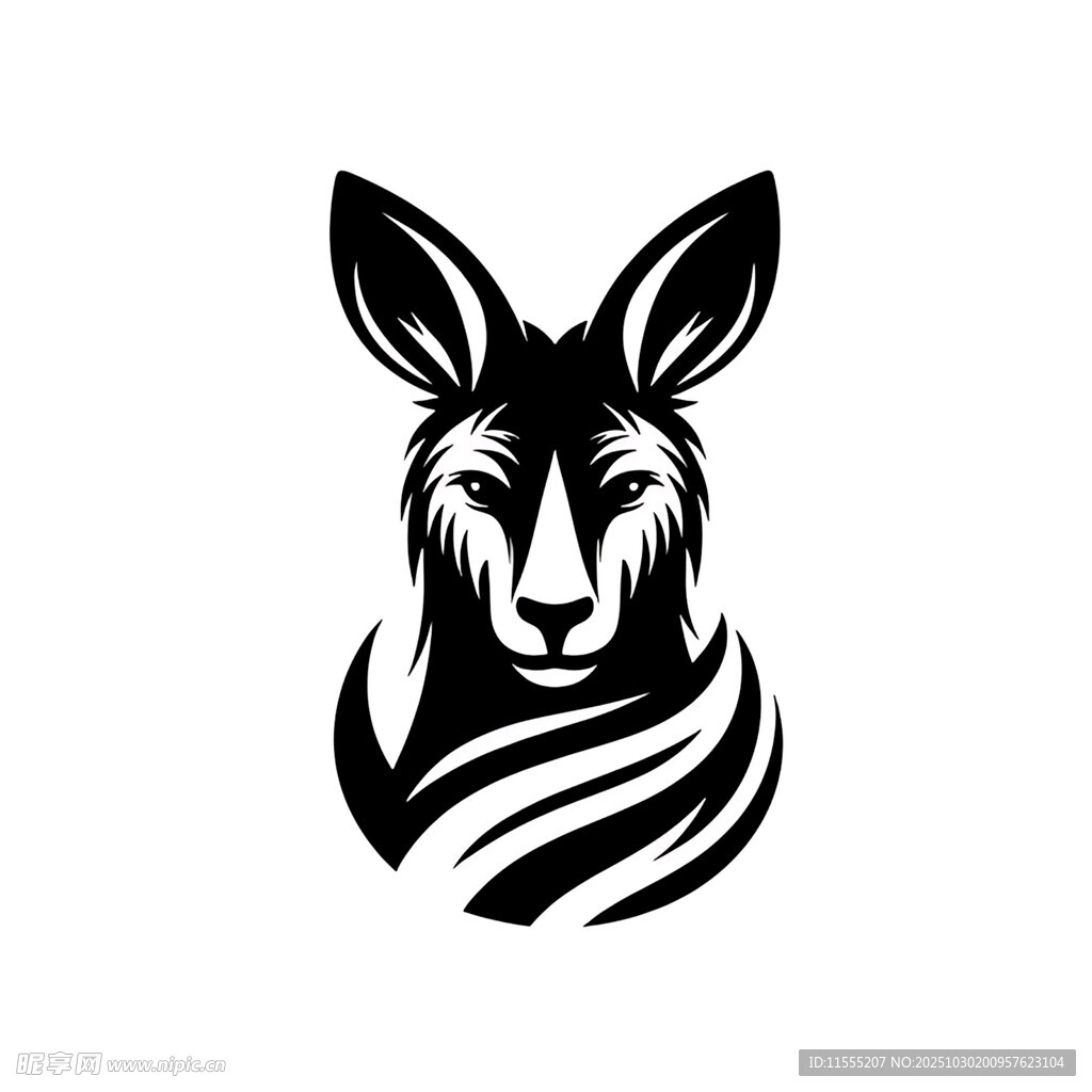 袋鼠简约黑白头像设计