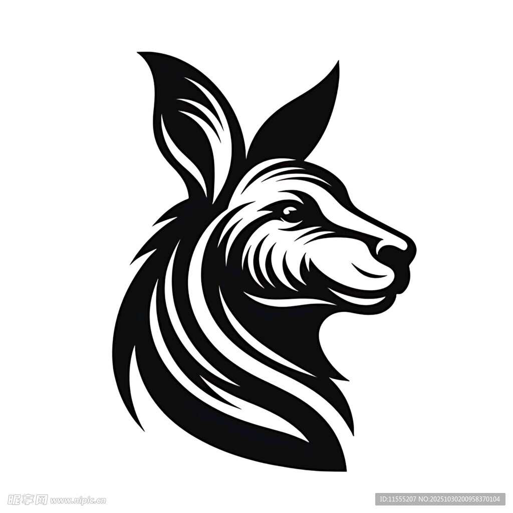 袋鼠头部简约黑白标志