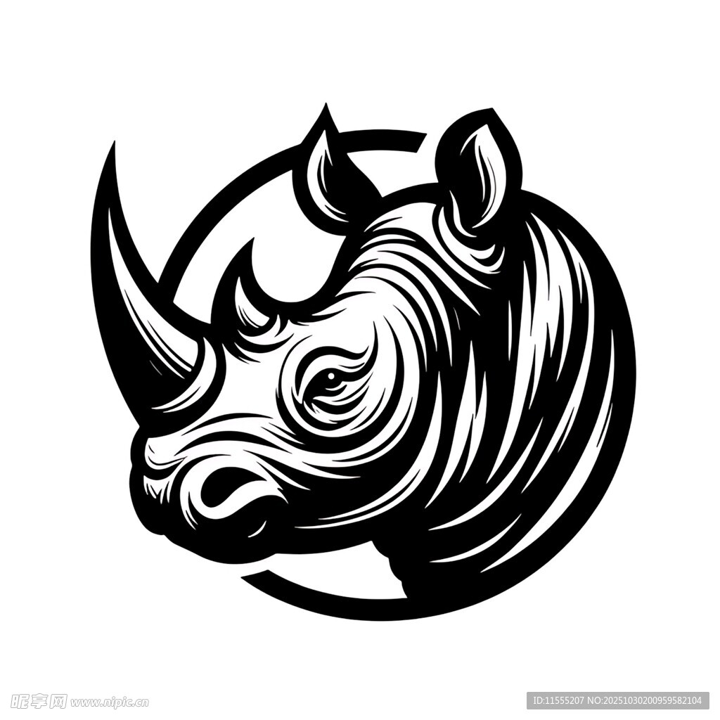 犀牛头像标志设计