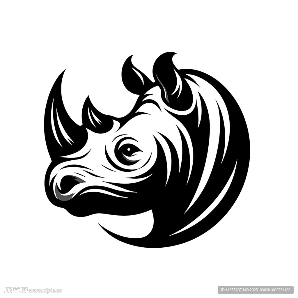 犀牛简约黑白标志图案