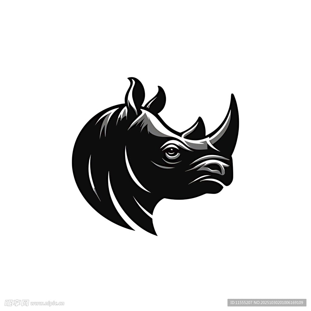 犀牛头像标志设计