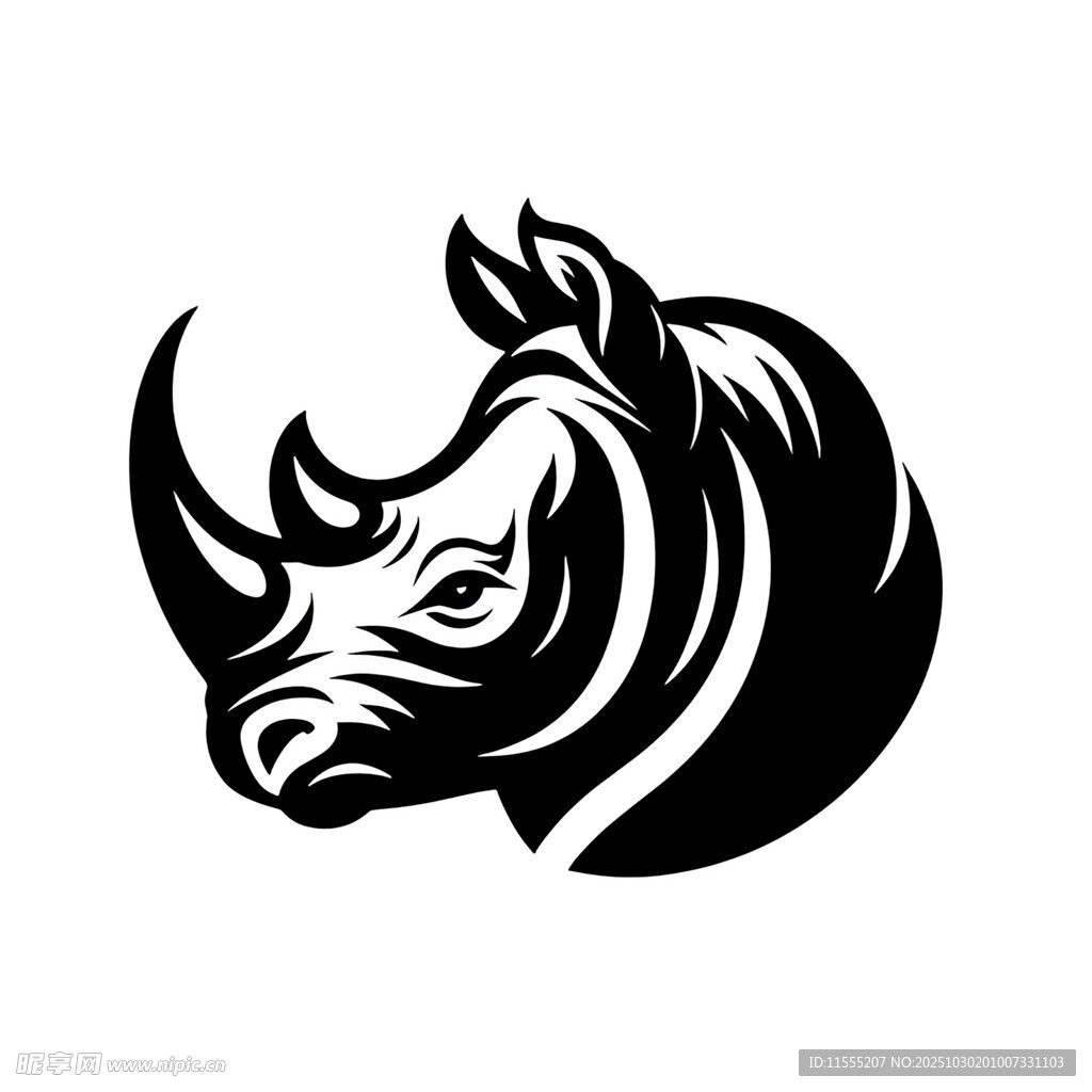 犀牛头像标志设计