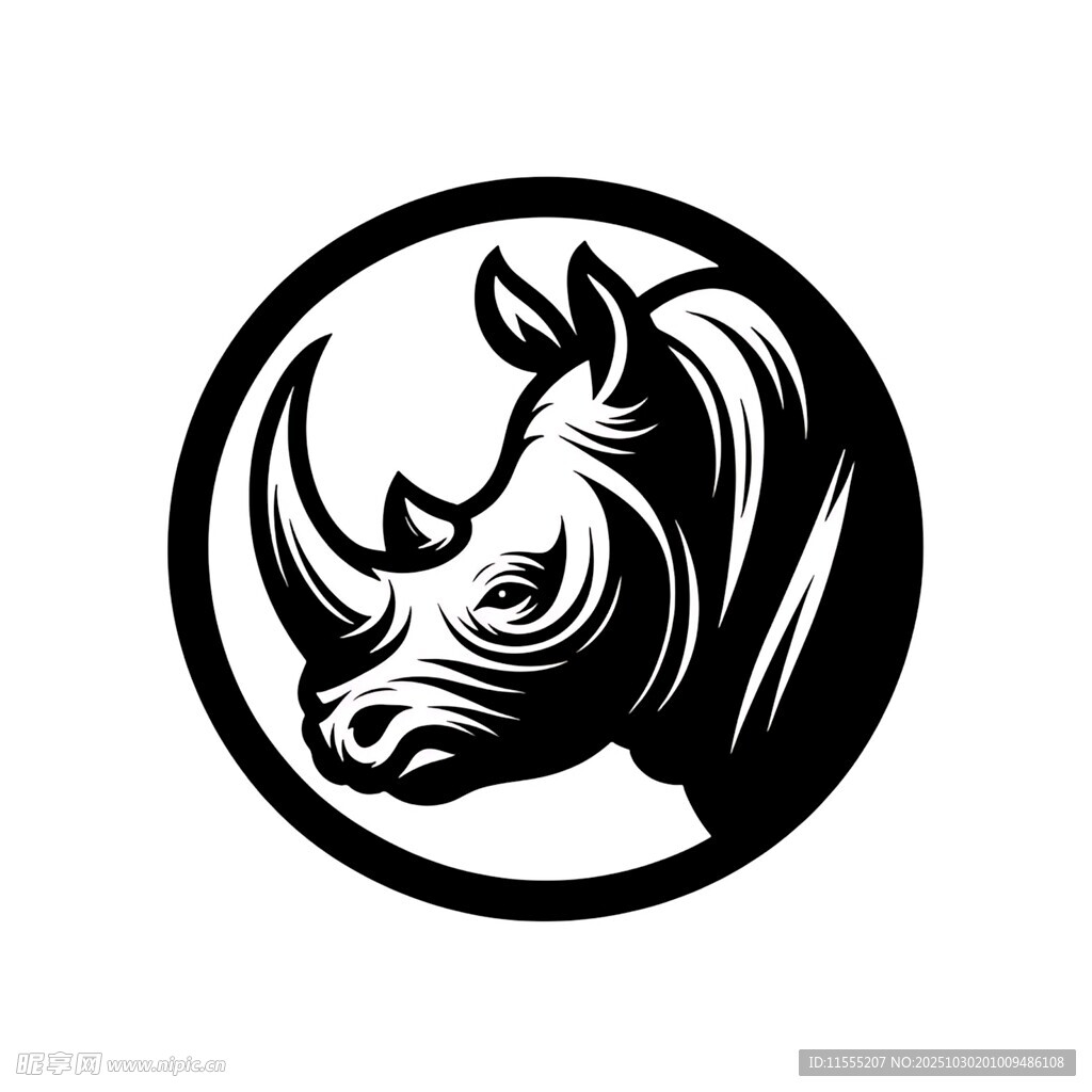 犀牛圆形标志图案