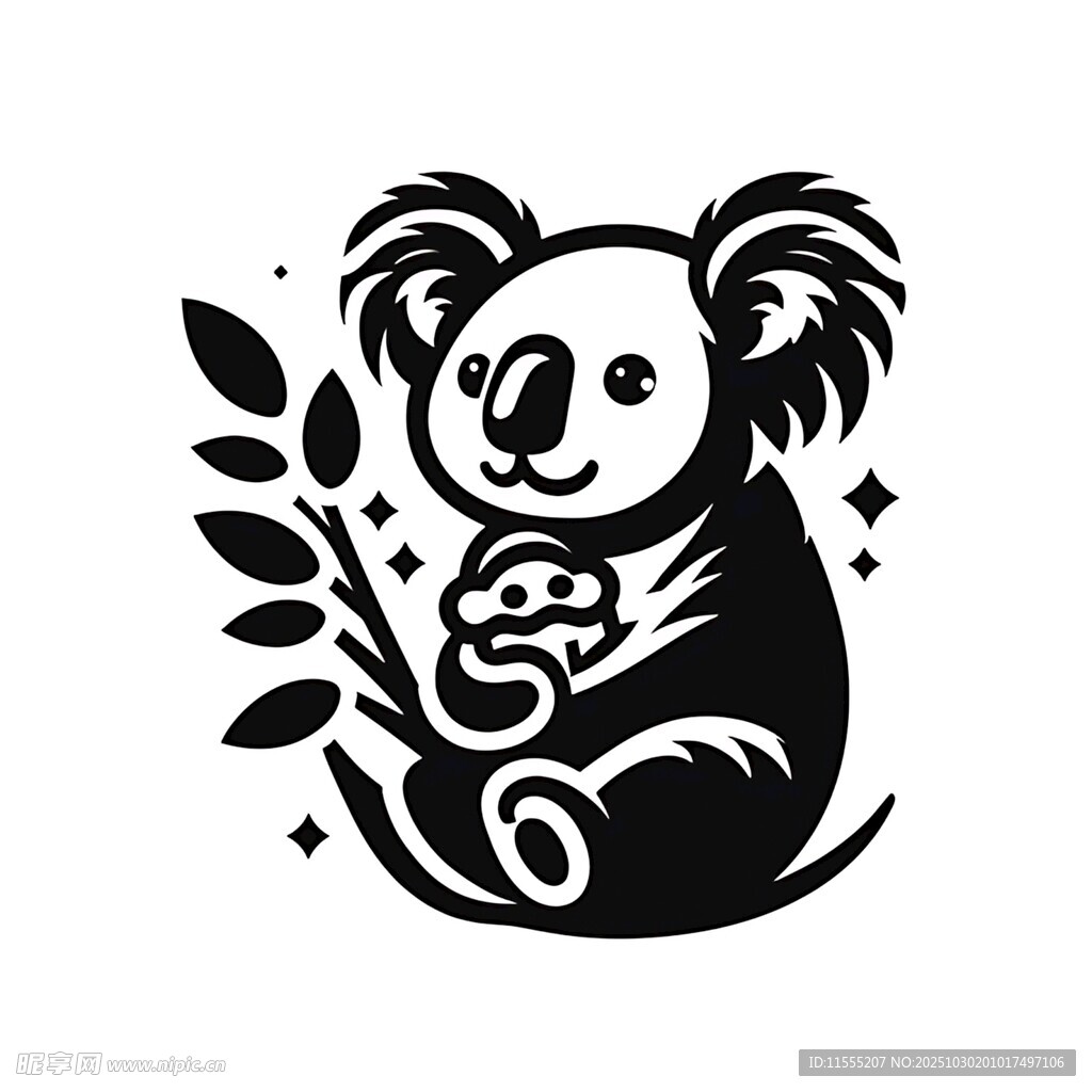 考拉抱果插画图案