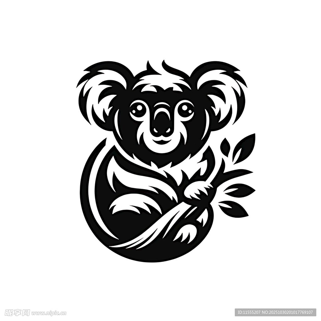 考拉抱枝图案设计