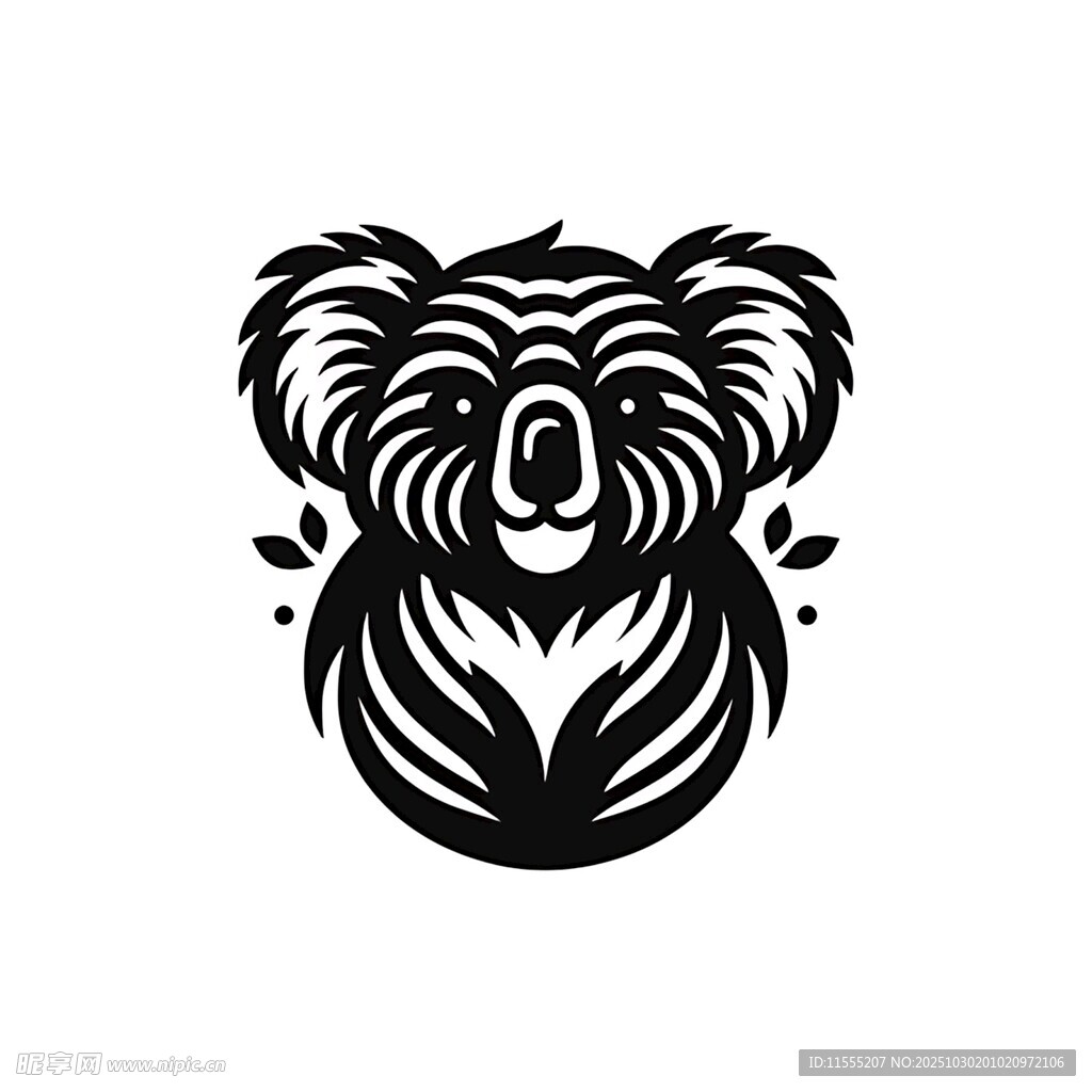 考拉简约黑白艺术图案