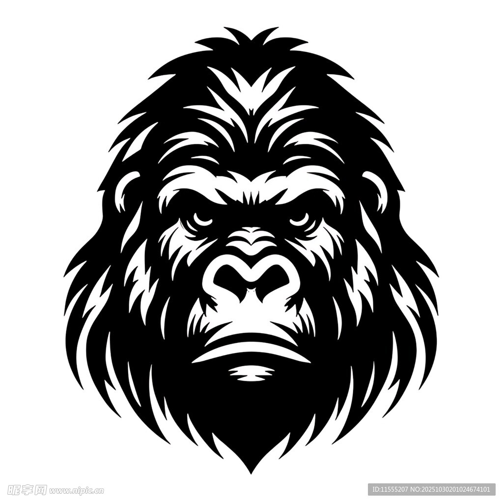 黑白色大猩猩头部标志