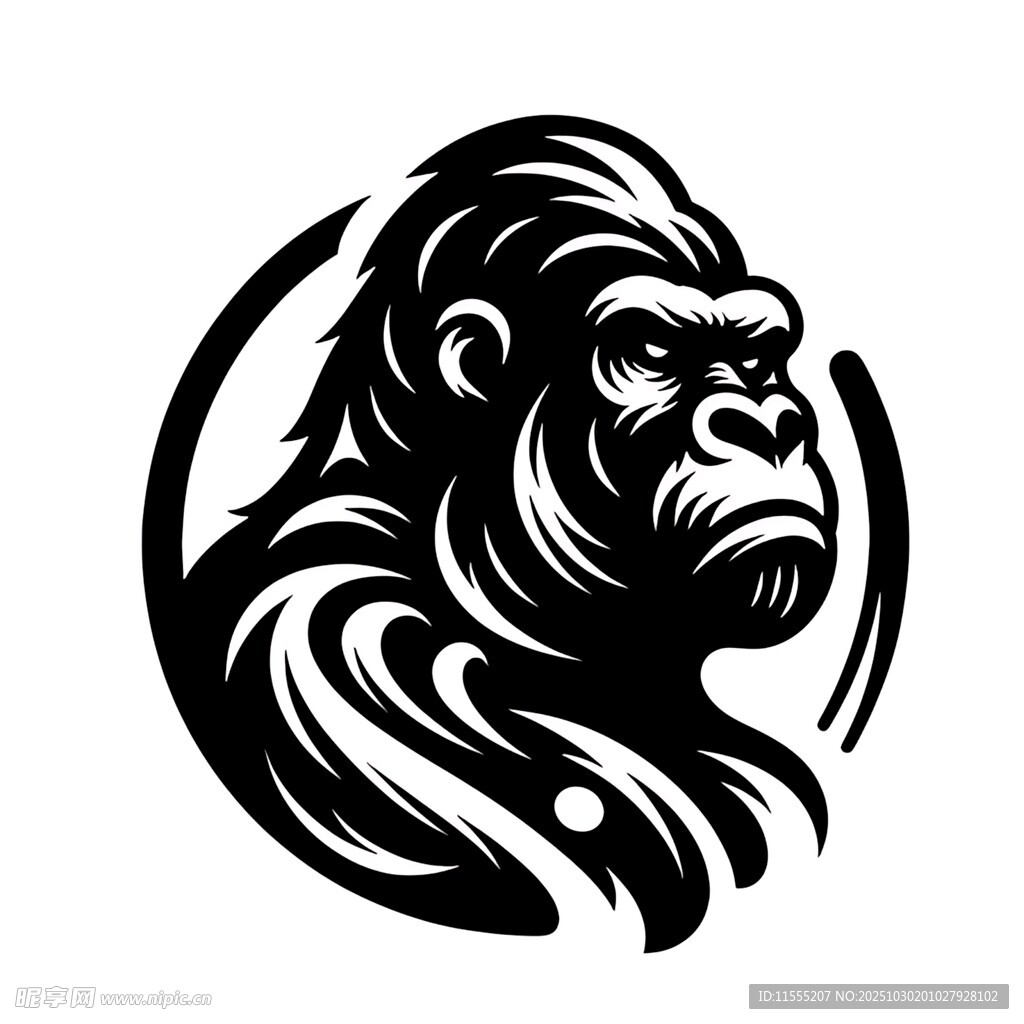 黑猩猩简约风格标志图案