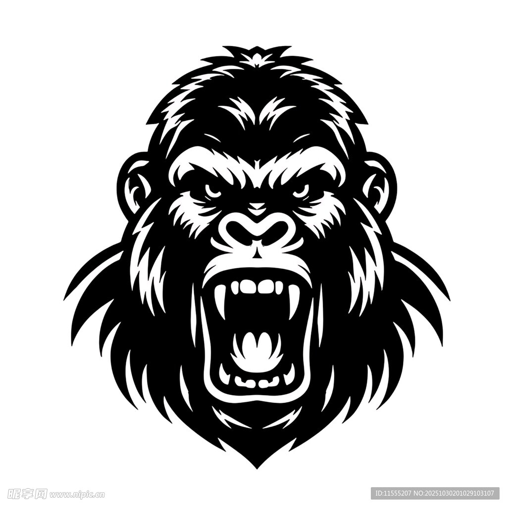 咆哮的大猩猩标志图案
