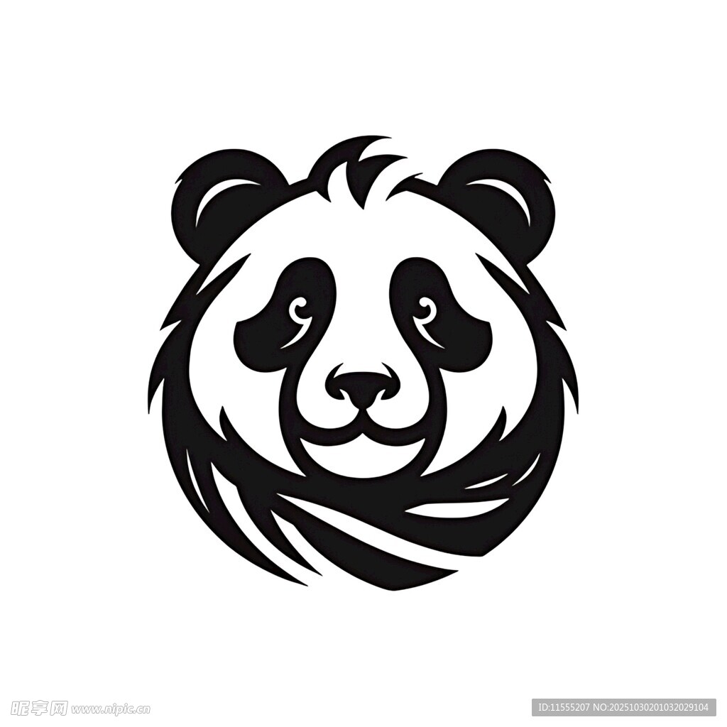 熊猫简约黑白标志设计