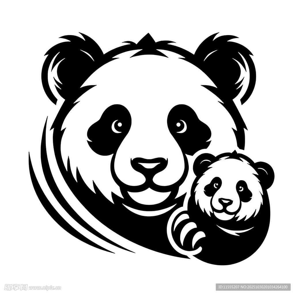 熊猫母子图案