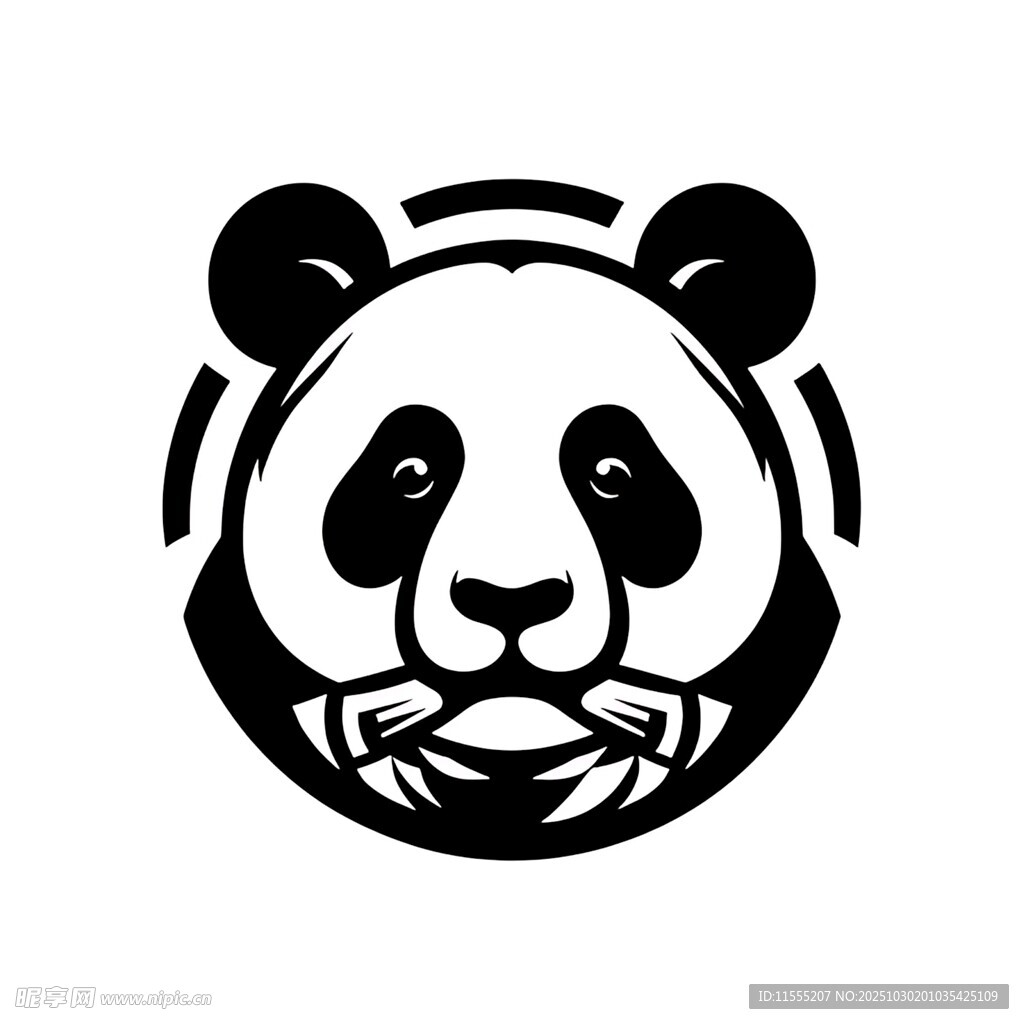 熊猫吃竹简约图标