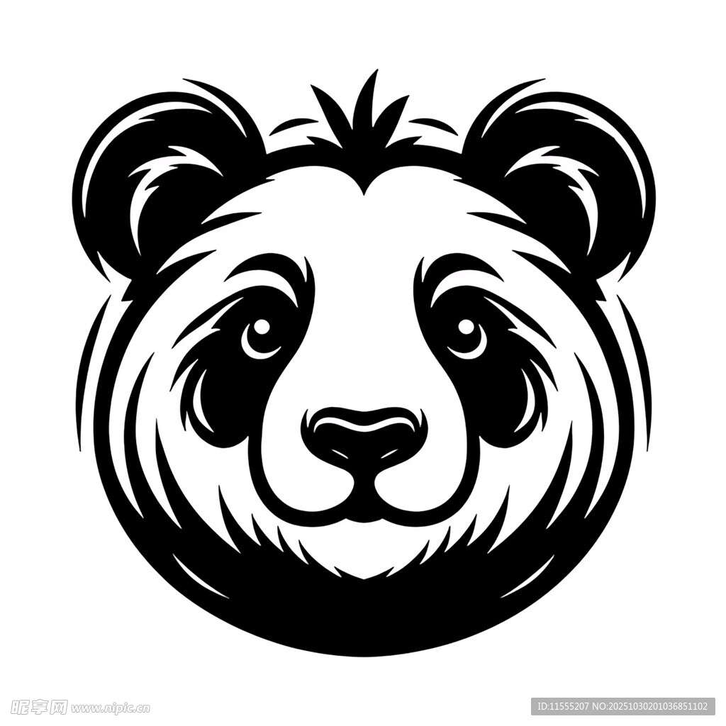 熊猫头像黑白简约图案