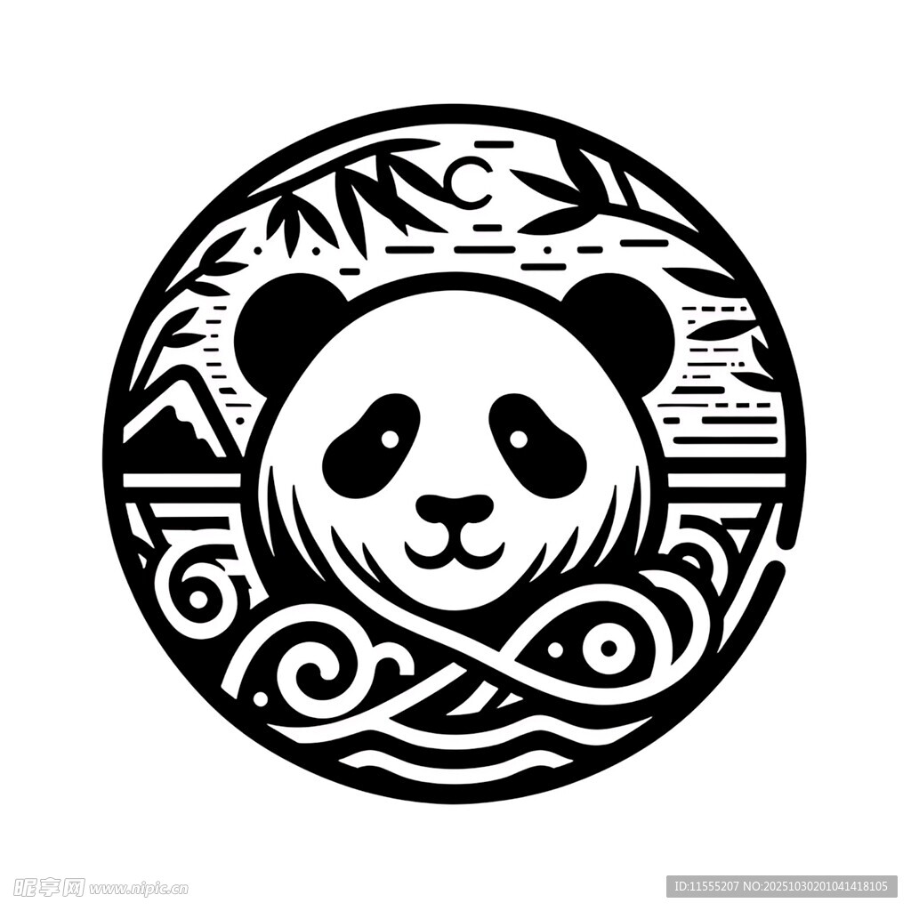 熊猫圆形图案艺术设计