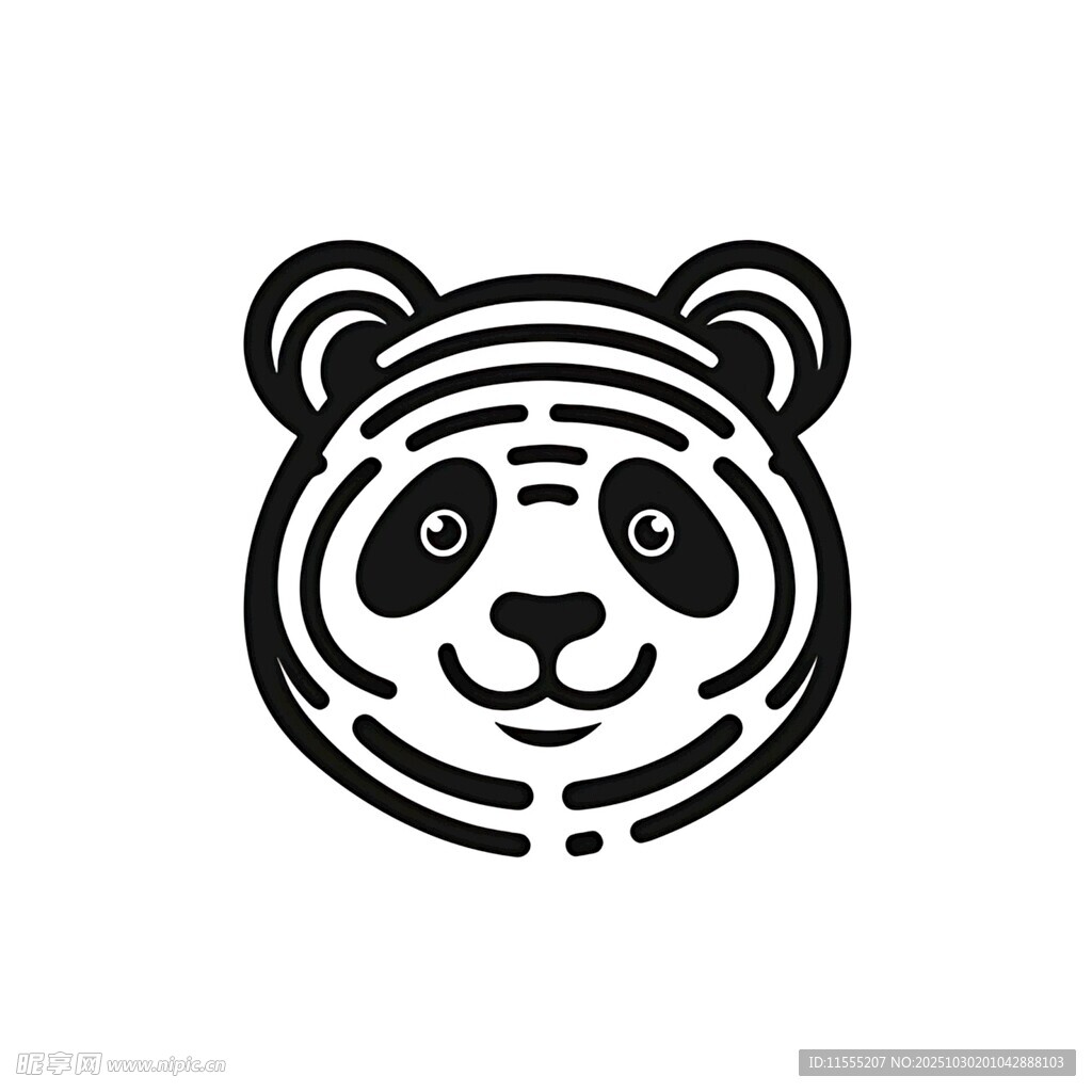 简约熊猫头像图案